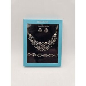 Kendall & James Expressions Black Grey rhinestone Necklace Bracelet Earrings set